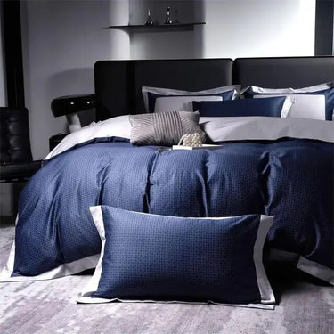 Luxury Grey Blue Europe Modern Patchwork Duvet Cover set, 1000TC Cotton Bedding Set